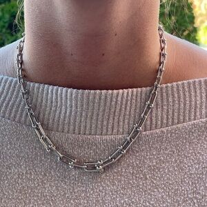 NEW SILVER HARDWARE GRADUATED LINK U NECKLACE LUXURY DESIGN LINK NECKLACE